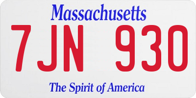 MA license plate 7JN930