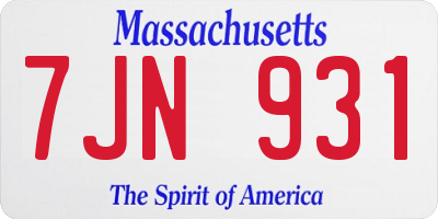 MA license plate 7JN931