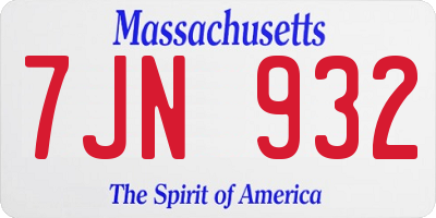 MA license plate 7JN932