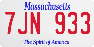 MA license plate 7JN933