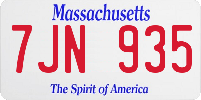 MA license plate 7JN935