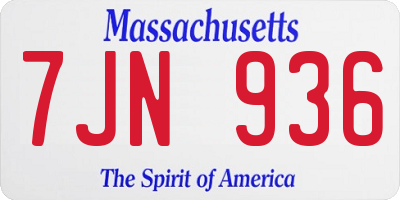 MA license plate 7JN936