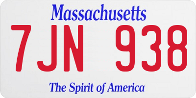 MA license plate 7JN938