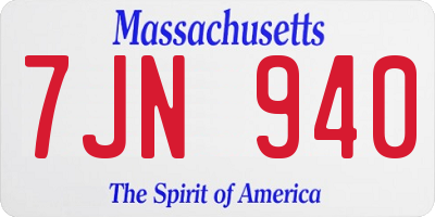 MA license plate 7JN940