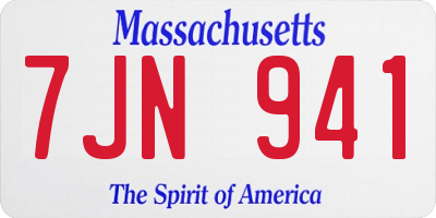 MA license plate 7JN941