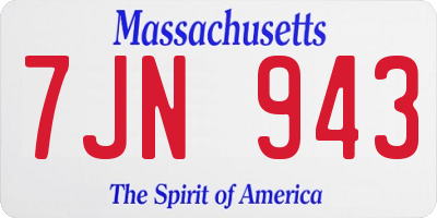 MA license plate 7JN943
