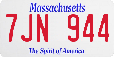 MA license plate 7JN944