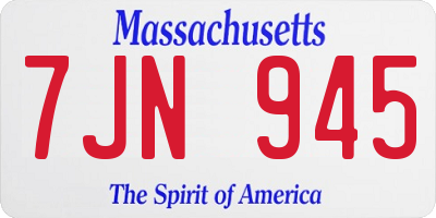 MA license plate 7JN945