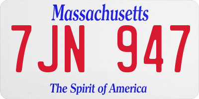 MA license plate 7JN947