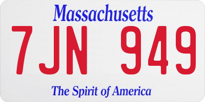 MA license plate 7JN949
