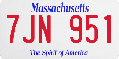 MA license plate 7JN951