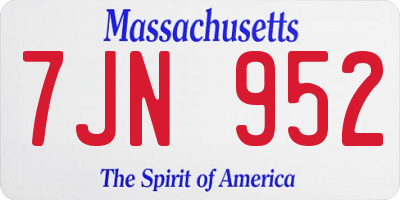 MA license plate 7JN952