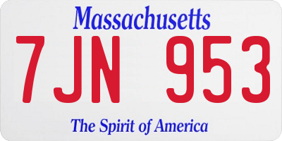 MA license plate 7JN953