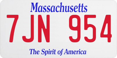 MA license plate 7JN954