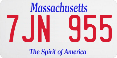 MA license plate 7JN955
