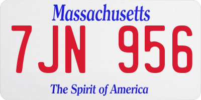 MA license plate 7JN956