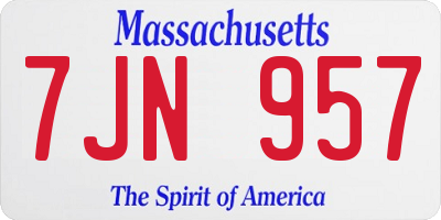 MA license plate 7JN957