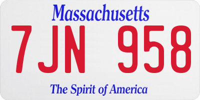 MA license plate 7JN958