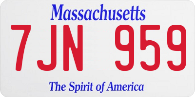 MA license plate 7JN959