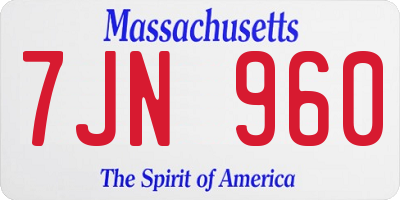 MA license plate 7JN960