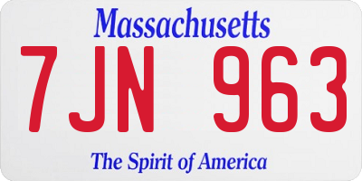 MA license plate 7JN963