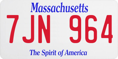 MA license plate 7JN964