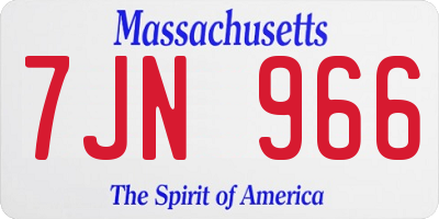 MA license plate 7JN966
