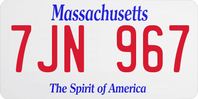 MA license plate 7JN967