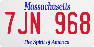 MA license plate 7JN968