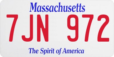MA license plate 7JN972