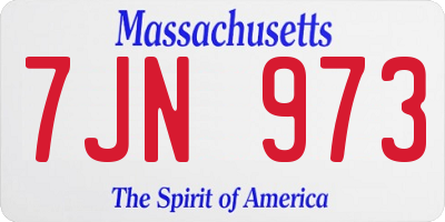 MA license plate 7JN973