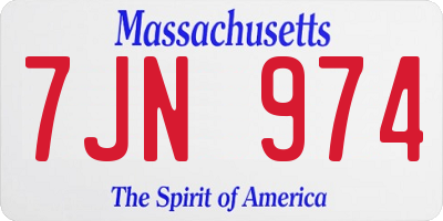 MA license plate 7JN974