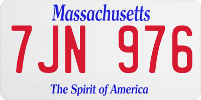 MA license plate 7JN976