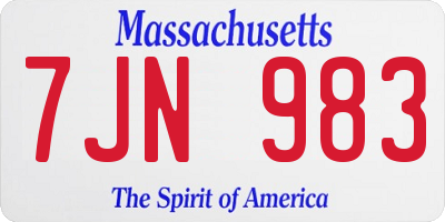 MA license plate 7JN983