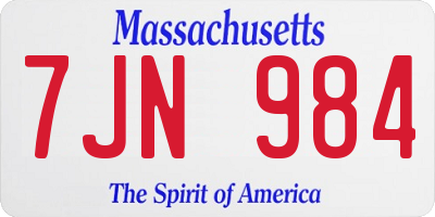 MA license plate 7JN984