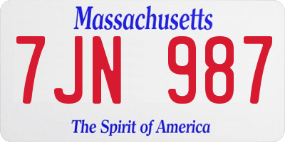 MA license plate 7JN987