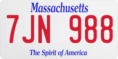 MA license plate 7JN988