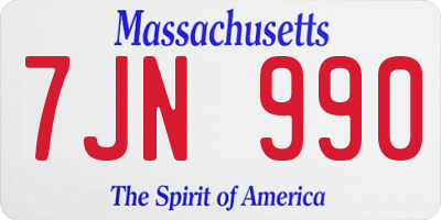 MA license plate 7JN990
