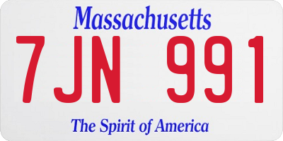 MA license plate 7JN991