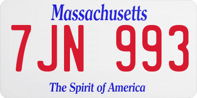 MA license plate 7JN993