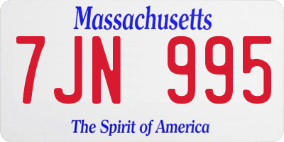 MA license plate 7JN995