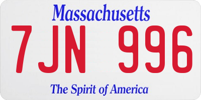 MA license plate 7JN996