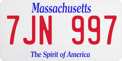 MA license plate 7JN997