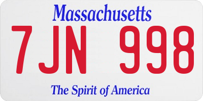 MA license plate 7JN998
