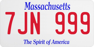 MA license plate 7JN999