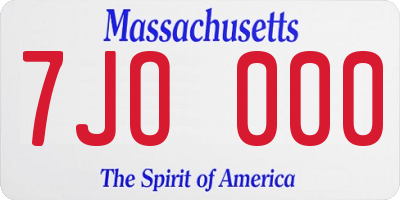 MA license plate 7JO000
