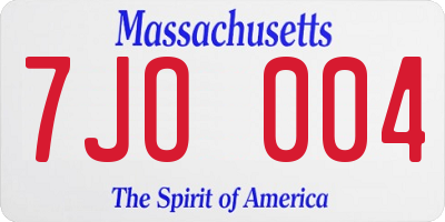 MA license plate 7JO004