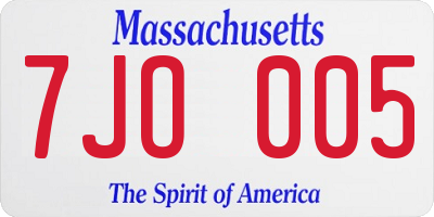 MA license plate 7JO005