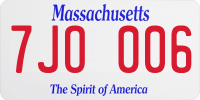 MA license plate 7JO006