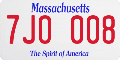 MA license plate 7JO008